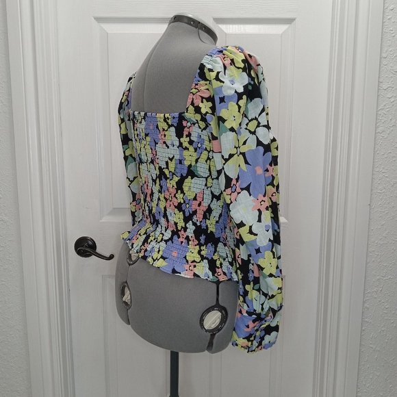 Free People Ariana Floral Blouse In Retro Combo SZ L - Picture 8 of 12